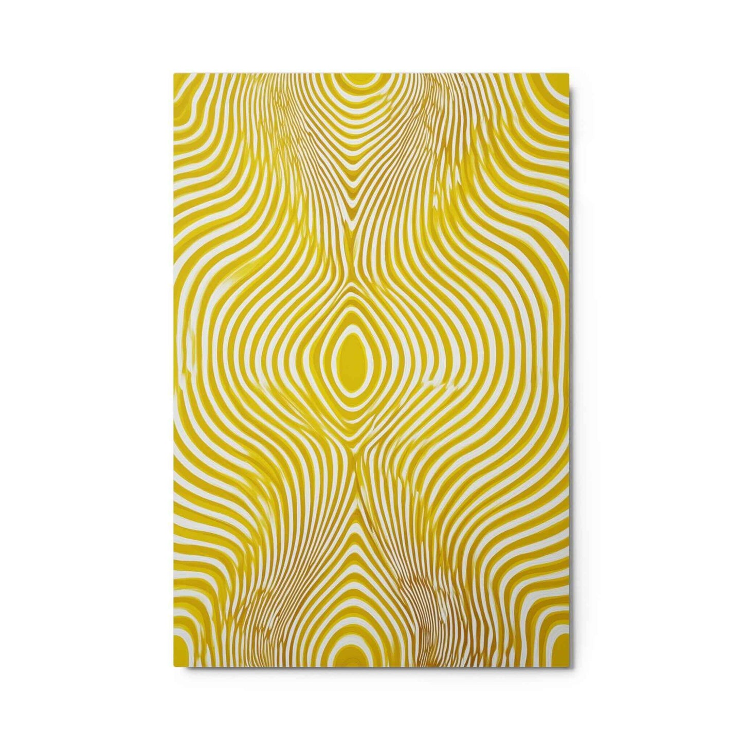 A mesmerizing yellow wave that defines modern luxury, epertly rendered on a stunning abstract metal print. Dimensions 24x36 inches portrait. 