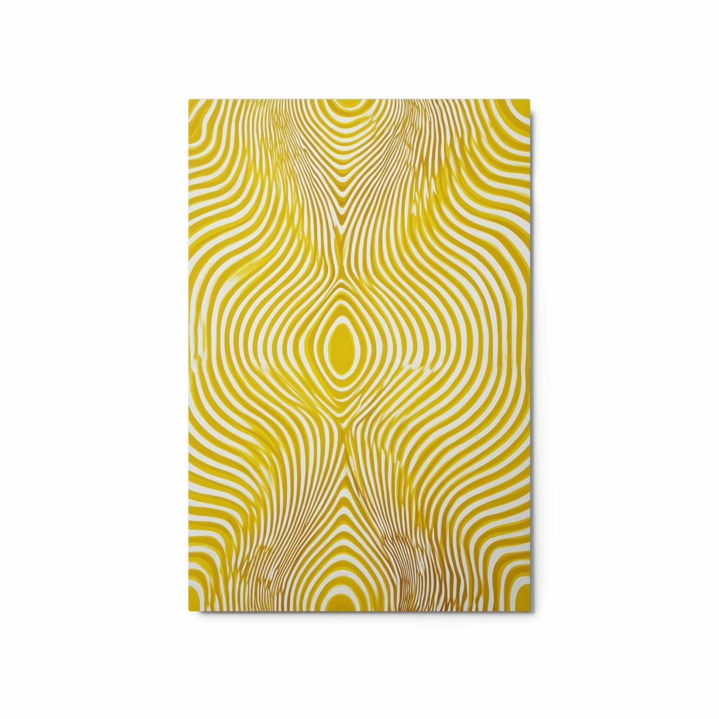 A mesmerizing yellow wave that defines modern luxury, epertly rendered on a stunning abstract metal print. Dimensions 20x30 inches portrait. 