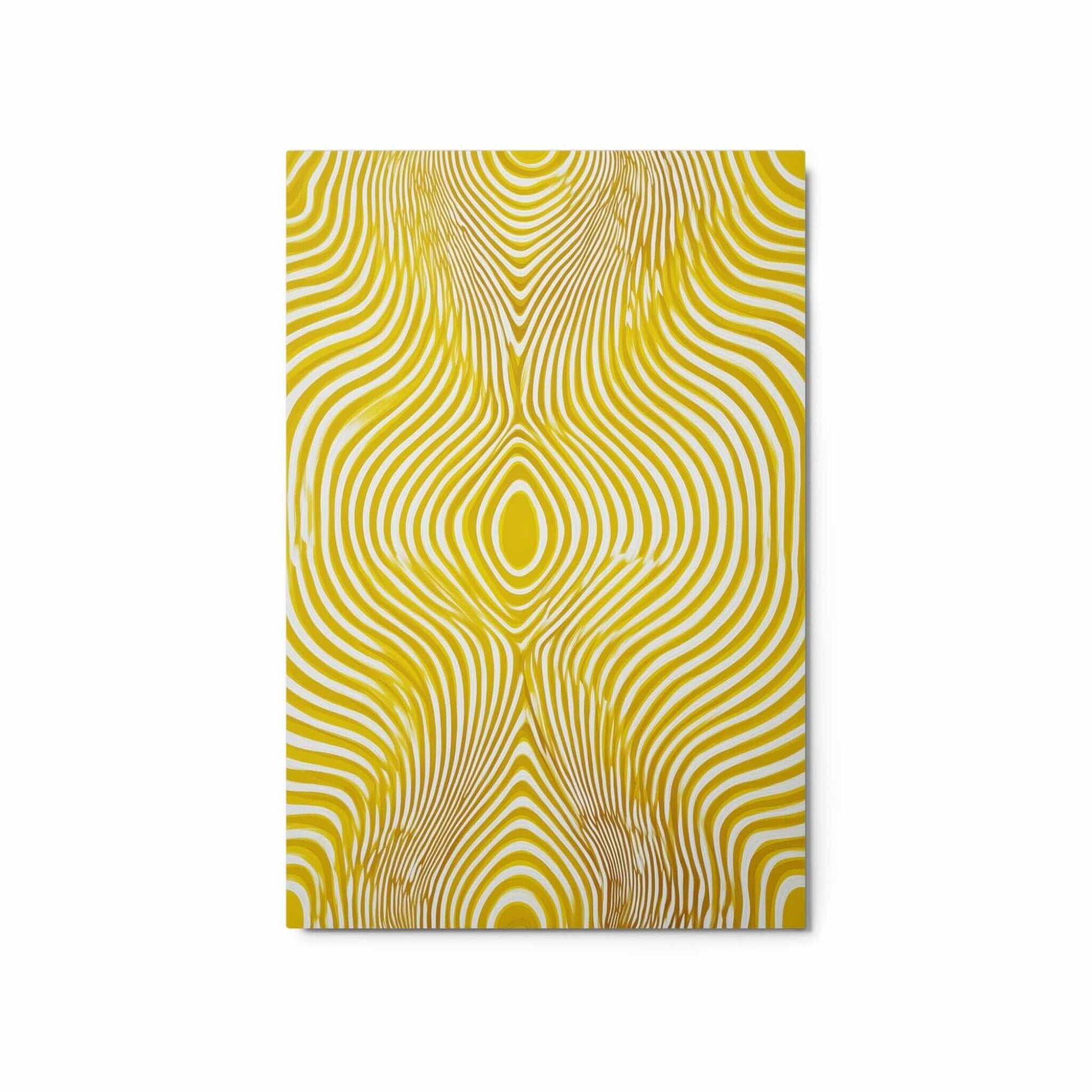 A mesmerizing yellow wave that defines modern luxury, epertly rendered on a stunning abstract metal print. Dimensions 20x30 inches portrait. 