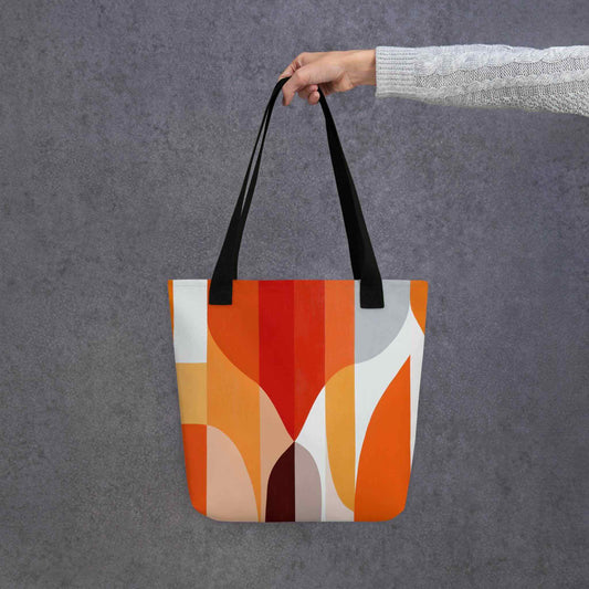 SOLSTICE Orange Designer Tote Bag | Geometric Abstract Style